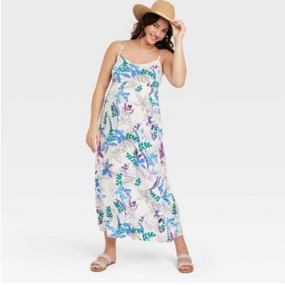 isabel by ingrid+isabel maternity dress maxi floral tie back adjustable straps S